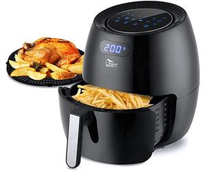 Uten Friggitrice ad Aria 6,5 Litri, Due Tipi di griglie, 1700W, Friggitrice Senza Olio con 8 Programmi, Air Fryer XXL, LED Touch Screen, 32 Ricette PDF, Senza PFOA&BPA
