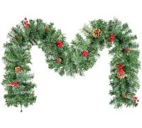 Uten Ghirlande Natalizie, 2.7m/106in Ghirlande Natalizie Lunghe, Ghirlanda Albero di Natale Artificiale con Pigne e Bacche, Per Scala, Camino, Finestre, Porta, Decorazioni dell'albero di Natale