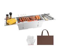Uten Griglia a Carbone portatile e Pieghevole in Acciaio Inox con Borsa per il Trasporto e Guanti, Griglia da Tavolo per giardino,spiaggia, campeggio, escursionismo, picnic e viaggi