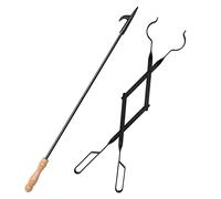 Uten Kit Camino Attrezzi 2 Pezzi, Pinze per Caminetti e Fire Poker per Camino, Set Utensili Camino in Ferro Battuto, Accessori Caminetto per Bruciatori a Legna Falò e Campeggio