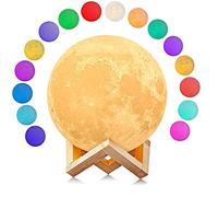 Uten Lampada a forma di luna a LED con telecomando, luce decorativa colorata 3D, con luna, luce lunare, luce notturna portatile, con sensore touch, lampada da tavolo, batteria integrata dimmerabile