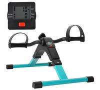 Uten Mini cyclette pieghevole a pedale, portatile, per esercizi di gambe e braccia, regolabile, con display elettronico (verde pavone)