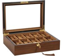 Uten Porta Orologi Legno a 10 Scomparti, Scatola per Orologi con Chiave e Serratura, Cuscinetti Rimovibili, Superficie in Legno Marrone, Scatola Portagioielli per Orologi Uomo e Donna