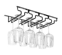 Uten Portabicchieri da vino sotto armadietto, supporto per calici da vino, in ferro, organizer per bicchieri da bar, cucina, nero (4 file)