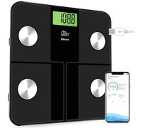 Uten Ricarica USB Bilancia Bluetooth, Bilancia Pesapersone Digitale Nero | Misurazione ad Alta Precisione per BMI, Grasso Corporeo, Muscoli, ecc., 28st / 180kg / 400lb