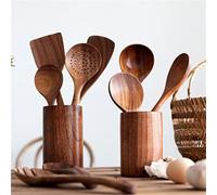 Utensil Holder Round Wooden Chopstick Holder Cooking Utensils Spoons Fork Spatulas Shovel Cutlery Storage Rack Organizer Kitchen Accessories Kitchen Utensil Holder (Size : Small)
