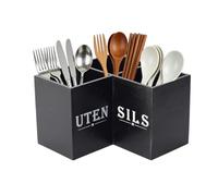Utensil Organizer - Wood, Compact Multi-Slot Dinnerware Storage Tray Natural Aesthetic | Corner-Fit Countertop Flatware Holder, Kitchen Utensil Tray For Spoons, Forks, Spatula, Chopsticks, Napkin
