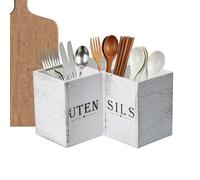 Utensil Organizer - Wood, Compact Multi-Slot Dinnerware Storage Tray Natural Aesthetic | Corner-Fit Countertop Flatware Holder, Kitchen Utensil Tray For Spoons, Forks, Spatula, Chopsticks, Napkin