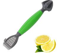 Utensile 3 in 1 per grattugiare limoni, agrumi, lime, alesatore e grattugia con manico morbido, compatto per una facile conservazione e lavabile in lavastoviglie (verde/giallo)