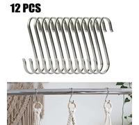 Utensile Ganci a S Garage Appendiabiti da Giardino Cucina Argento 12pz Acciaio I