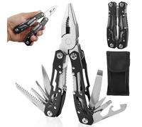 Utensile multiuso da regalo da uomo, strumento multiuso per San Valentino, strumento multifunzione in acciaio inox coltello multiuso pieghevole, pinza multiuso con custodia (nero)