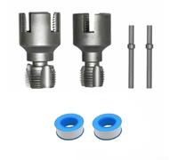 Utensile per filettare tubi interni ed esterni per tubi in PVC da 1/2" 3/4", set di fustelle in acciaio con adattatore per trapano per riparazioni idrauliche e progetti di costruzione