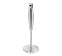 Utensile per schiacciare in acciaio inox con base perforata e foro per appendere per riporre comodamente e schiacciare efficacemente le verdure cotte