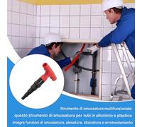 Utensile Sfacciatura Tubi - Sbavatore 4-in-1 con Cricchetto | Strumento di Taratura per Tubi Multistrato Alluminio 16-32mm | Per Idraulica Riscaldamento Installazione Elettrica, Testa Girevol