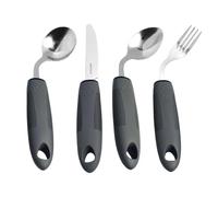 Utensili Adattivi - Posate In Acciaio Inossidabile Con Manico Integrato, Utensili Da Cucina In 4 Pezzi, Posate Ergonomiche Resistenti Per Un'assistenza Alimentare Comoda E Sicura | Per La Disabilità D