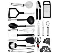 Utensili Cucina Set Termoresistenti al Calore e Antiaderente - Mestoli Spatola Cucchiaio Frusta Pinze Forbici (25 pezzi Nylon Set)