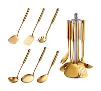 Utensili da cucina 6PCS Inox Utensili Con Holder Scrematrice Mestolo Spatola Tornitore scanalato Riso Pasta Server