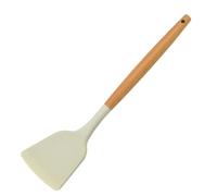 Utensili da cucina in silicone con manico in legno - spatola non resistente al calore, mestolo solido per la cottura | Utensili manuali per miscelare, griglia, cottura, servire, spatola