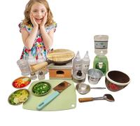 Utensili da cucina reali per bambini - Set di utensili da cucina reali e strumenti | Mini fornello, per alimenti veri, bottiglie di spezie