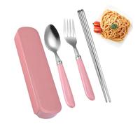 Utensili da cucina, utensili da viaggio con valigetta: set di posate in acciaio, set di posate portatili, non arrugginiscono e non si deformano facilmente. Inoltre, questo convince con un buon te