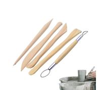 Utensili da taglio di argilla - Strumenti per scultura in argilla | Kit di strumenti in argilla | Lotto di 5 Tool Cup per argilla | Strumento in ceramica con manico in legno, scultura
