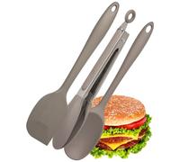 Utensili: grigio AF blu nero marmo bianco bacca Stonewash Aqua Denim Silicone Spoon, Tongs & Spatula Set Grey