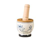 Utensili Home Mortaio for aglio Smerigliatrice in ceramica Macinaspezie Smerigliatrice manuale for erbe con coperchio e pestello in legno Decorare