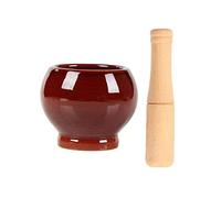 Utensili Mortaio in porcellana con pestello in legno Home Design vintage Marrone Mortaio e pestello Set for frantumazione di pillole for macina erbe aromatiche, porcellana di alta qualità Decorare