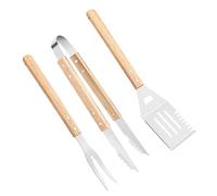 Utensili Per Griglia - 3 Utensili BBQ per Griglia con Manico in Legno Antiscivolo Resistente a Calore e Ruggine - Manici In Legno Antiscivolo Resistenti Al Calore E Anti-Ruggine Per Pizza