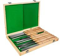 Utensili per tornitura 9 pezzi. Utensile rotante in legno Manici in legno duro Lame in acciaio ad alta velocità Puntale in ottone Coltello da intaglio artigianale Utensili manuali fai-da-te con