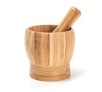 Utensili Set di mortaio e pestello in legno Spremiaglio Ginger Crusher Spezie Set for macinare Aglio Tritacarne Erbe Spezie Schiacciatore Grinder Chopper Utensili da cucina (Bambù) Decorare(M)