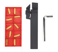 Utensili Tornio, MGEHR1616-2 100mm Portautensili per Tornitura CNC con 10 Inserti MGMN200-G + Chiave, Kit Supporto Utensili Tornio Metallo Professionale per Semifinitura, Finitura