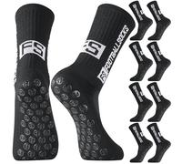 Utensilsto 4 paia di calzini da calcio per bambini, antiscivolo, per calcio, basket, corsa, rugby, tennis, 4 paia, Nero , 35-39