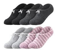 Utensilsto 4 paia di morbide pantofole da uomo e donna, antiscivolo, morbide, morbide, con venature antiscivolo per il pavimento della casa (EU 35-40), multicolore, Taglia unica