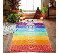 Uteruik - Asciugamano/arazzo arcobaleno, tappetino per yoga con i colori dei chakra, stile hippy, gitano, stravagante, 1 pezzo