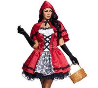 Uteruik Costume da cappuccetto rosso con mantello con cappuccio, per Halloween, feste di Natale, per donne (L)