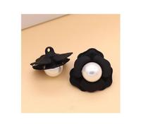 Uteruik Decorazioni per Bottoni da Cucire Bottoni di Perle a Forma di Fiore Nero Fibbie per Cappotti per Abiti Cardigan Decorazione di Cucito 17mm, 2 Pezzi