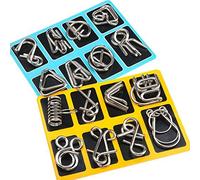 Uteruik IQ Toys-AB A+B Test Mind Game Brain Teaser Wire Magic Trick Toy IQ Puzzle Set, 16pcs