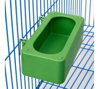 Uteruik Mangiatoia Sospesa per Gabbia Uccelli, Verde, 12 x 6 x 4 cm | Vaschetta in plastica con supporto metallico per cibo o acqua, adatta a cocorite, calopsite, conuri e canarini, 1 pezzo