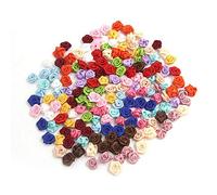 Uteruik Mini rosette in raso fatte a mano con rose in tessuto, per decorazioni di nozze, accessori da cucito, 100 pezzi (n-#16)