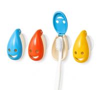Uteruik Porta Spazzolino da Parete, 4 Pezzi, Ventosa | Custodie smiley ventilate, 5 x 2,5 x 2 cm, colori casuali, per vetro o piastrelle lisce, spazzolini esclusi