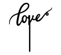 Uteruik Topper per torta con scritta "Love", decorazione per torte, colore nero, 1 pezzo