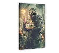 UTGN Blowoutzilla - Stampa artistica da parete su tela con mostri di compleanno, 60 x 90 cm