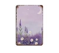 UTGN Poster retrò in metallo con stampa ad acquerello con fiori di campo e lavanda, chic art retrò, pittura in ferro, per bar, grotte, bar, famiglia, garage, decorazione da parete, 20 x 30 cm