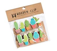 UTHCLO 10 Clip per Foto in Legno a Forma di Cactus, Mollette Multifunzione Naturali per Decorazioni da Parete, Fermagli per Messaggi e Collage Fai da Te, Set 10 Pezzi per Casa e Festa