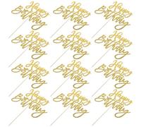 UTHCLO 12 Pezzi Bastoncini Decorativi per Centrotavola Compleanno Doppia Faccia Glitterata Color Oro in Legno e Carta per Decorazioni Tavolo Feste e Riunioni di Famiglia
