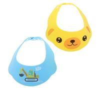 UTHCLO 2 Pezzi Berretto Doccia per Regolabile con Protezione Orecchie e Occhi Cappello da Bagno Morbido per Ragazzo Ragazza Design Cartoon Cane Giallo e Escavatore Blu