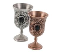 UTHCLO 2 Pezzi Calici Vintage in Metallo Ornati Bicchieri da Shot Retrò Medievali con Decorativi per Cocktail e Vino per Halloween e Cerimonie