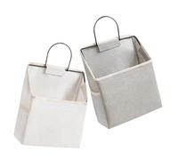 UTHCLO 2 pezzi Organizer da Parete in Tessuto Borsa Portaoggetti Pieghevole con Tasche Laterali Sacchetti Appesi Multiuso per Camera Cucina e Bagno Colori Grigio e Bianco