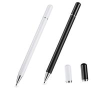 UTHCLO 2 pezzi Penna Stylus Doppia Punta per Touch Screen Punta Fine in Silicone Silenziosa Alta Precisione per Smartphone e Tablet da Nero e Bianco Compatibile Maggior Parte dei